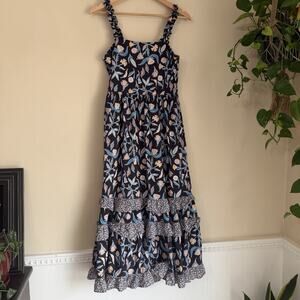 Universal Thread Black Floral Smocked Maxi Sundress – Sleeveless, Size M